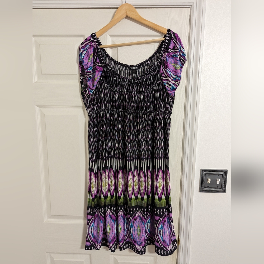 Blooming Rose purple and black smocked dress size 1X